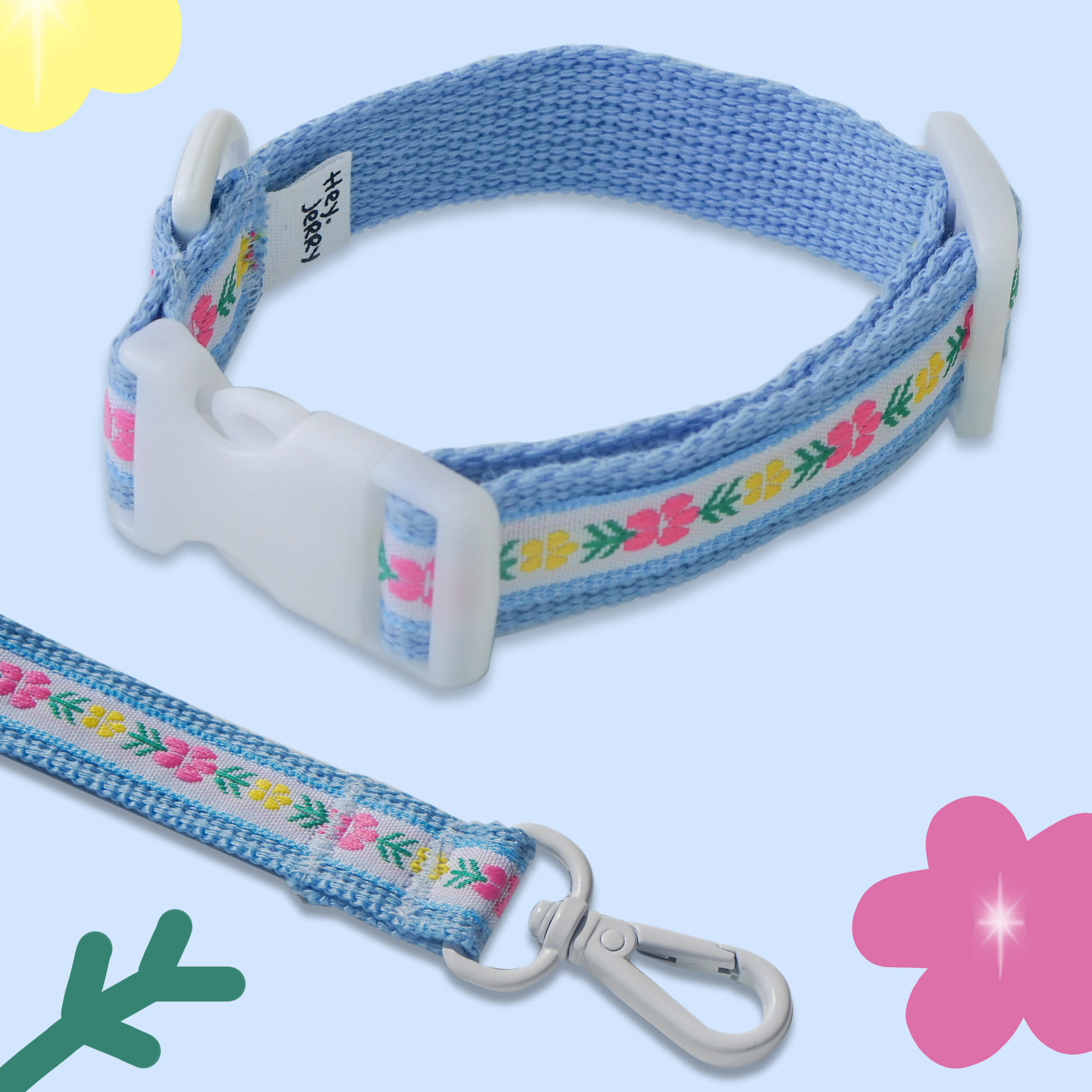 Vintage Flower Collar / leash (Blue)