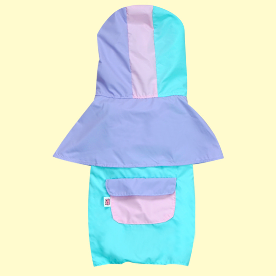 Color Block Poncho Raincoat [Cotton Candy]